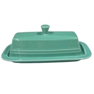 Homer Laughlin Fiesta Covered Butter Dish turquoise sea mist green